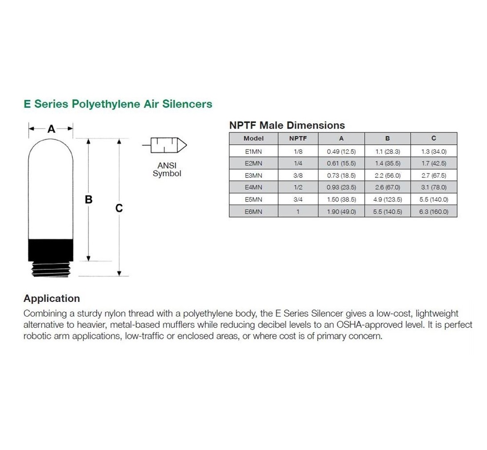 E3MN NUMATICS/AVENTICS SILENCER 3/8" NPT MALE POLYETHYLENE